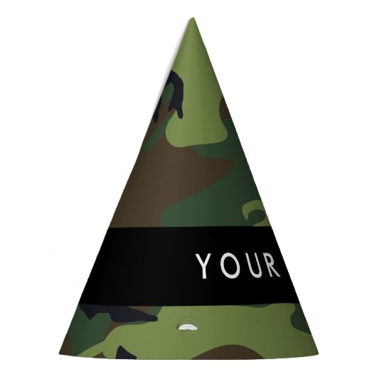 Groene camouflagepatroon, Jouw naam, personalisere Feesthoedjes (Links)