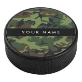 Groene camouflagepatroon, Jouw naam, personalisere Hockey Puck (3/4)