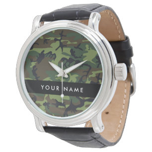 Groene camouflagepatroon, Jouw naam, personalisere Horloge