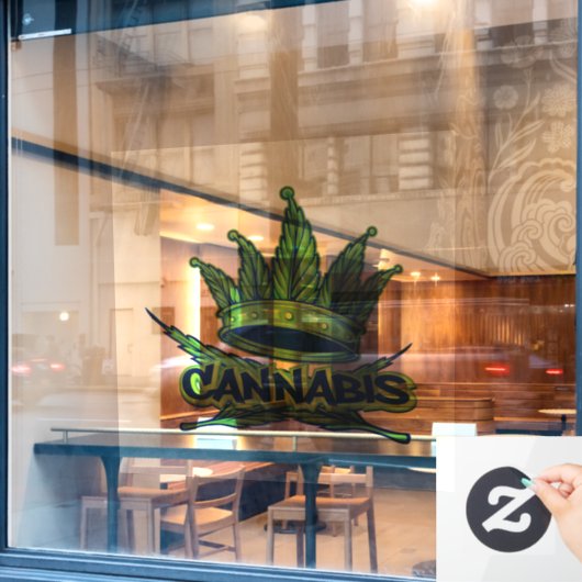 groene cannabis-kroon-logo-heup-hopachtige raamsticker (Cafe Raam)