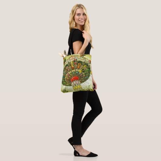 Groene carnaval swing ride foto retro tote bag (Op model)