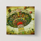 Groene carnaval swing rit  foto stijlvol vierkante button 5,1 cm (Voorkant)