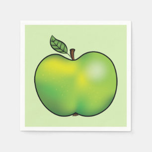 Groene Cartoon Apple Fruit Illustration Servet