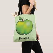 Groene Cartoon Apple Fruit met eigen naam Draagtas (Dichtbij)