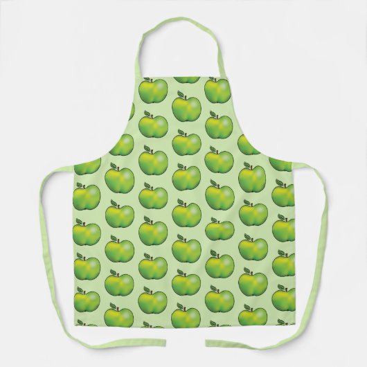 Groene Cartoon Apple Fruit Pattern Schort (Voorkant)