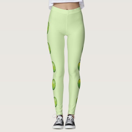 Groene Cartoon Apple maakt licht groen Leggings (Voorkant)