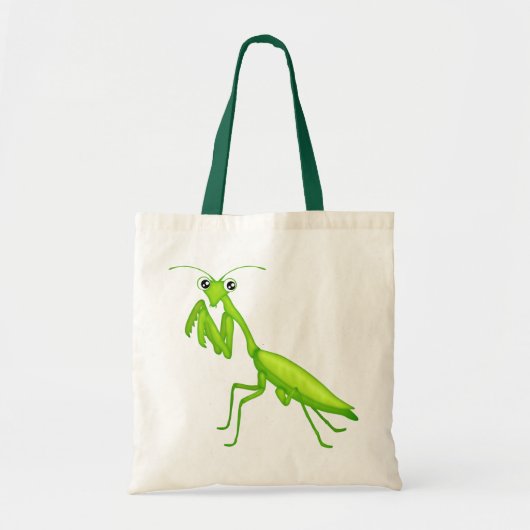 Groene Cartoon Bidden Mantis Canvas Canvas tas (Voorkant)