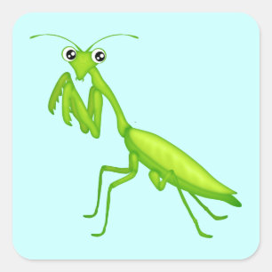 Groene Cartoon Bidden Mantis Sticker Sheets