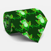 Groene Cartoon Kikker stropdas (Opgerold)