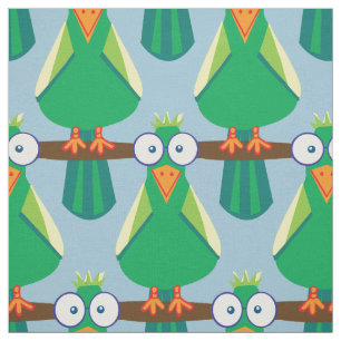 Groene cartoon parrots stof
