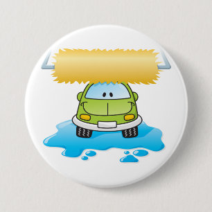 Groene Cartooneske Wasstraat Gelukkig Klein Autoot Ronde Button 7,6 Cm