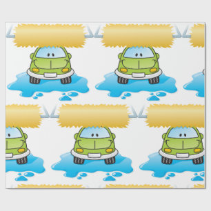 Groene Cartoons Autowas Happy Kleine Auto Cadeaupapier