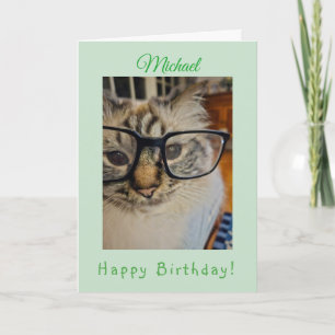 Groene CAT Originele Foto VERJAARDAG Naam Kaart