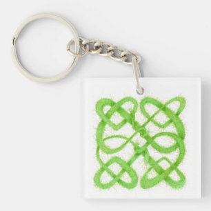 GROENE CELTISCHE KNOOP Vierkante Acryl Sleutelhang Sleutelhanger