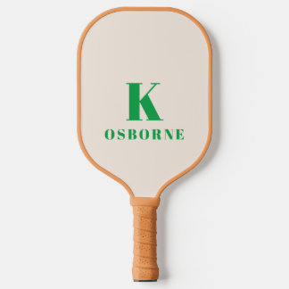 Groene Checker Modern Monogram Pickleball Paddle