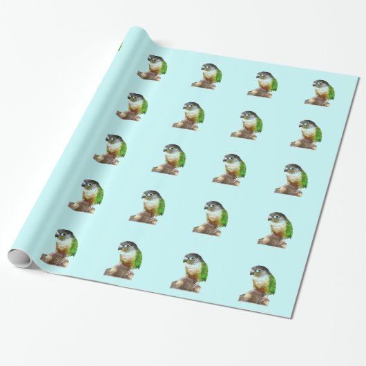 Groene Cheek Conure Cadeaupapier (Uitgerold)