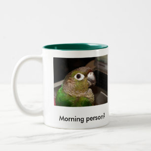 Groene Cheek Conure Morning Person Tweekleurige Koffiemok