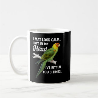 Groene Cheek Funny Quote Conure ik kan er kalm uit Koffiemok