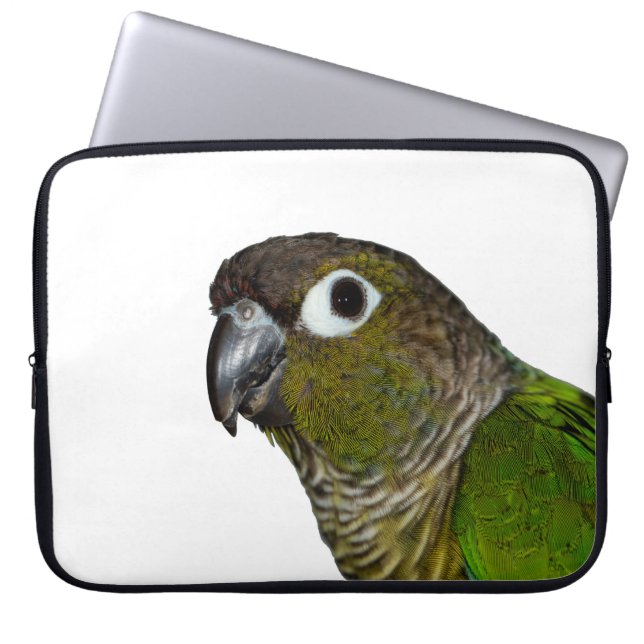 Groene Cheeked Conure Laptop Sleeve (Voorkant)
