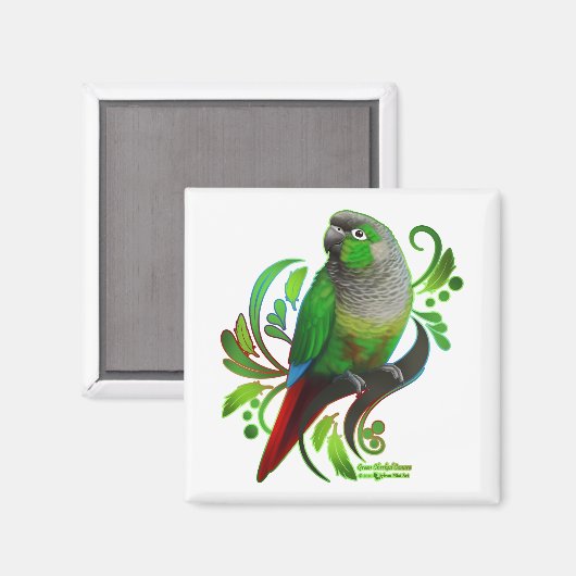 Groene Cheeked Conure Magneet (Voorkant / Achterkant)