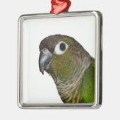 Groene Cheeked Conure Metalen Ornament (Links)