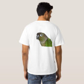 Groene Cheeked Conure T-shirt (Achterkant volledig)