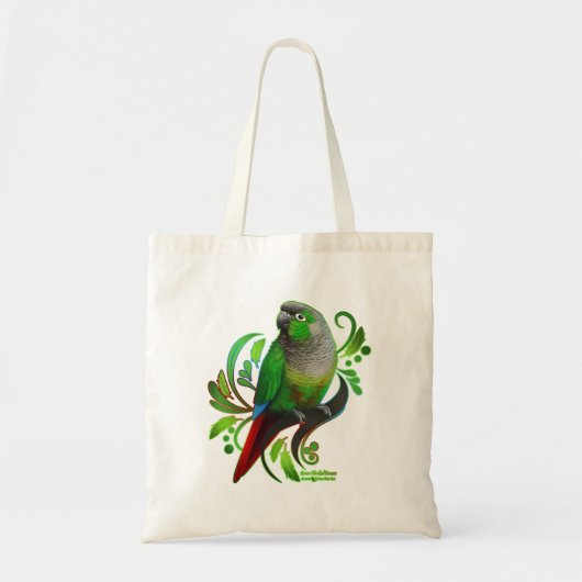 Groene Cheeked Conure Tote Bag (Voorkant)