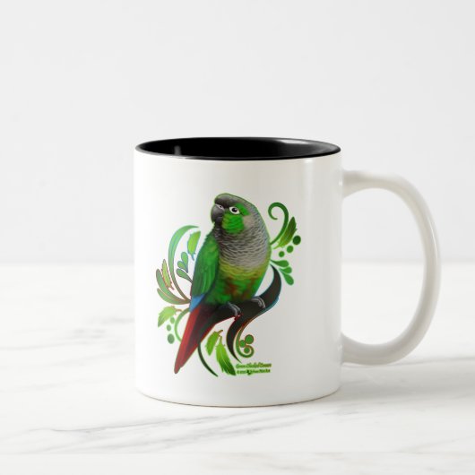 Groene Cheeked Conure Tweekleurige Koffiemok (Rechts)