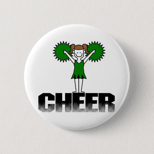 Groene Cheerlead T-shirts en Gifts Ronde Button 5,7 Cm (Voorkant)