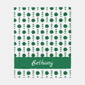 Groene Cheerleader Pom Poms & Hearts Pattern Fleece Deken (Voorkant)