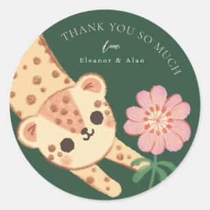 Groene cheetah luipaard jaguar panter kinder Stick Ronde Sticker