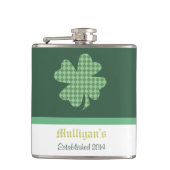Groene cheques Shamrock Personalized Heupfles (Voorkant)