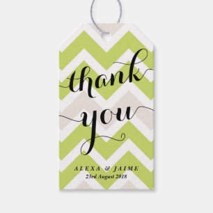 Groene Chevron Bedankt Schattigee moderne kalligra Cadeaulabel