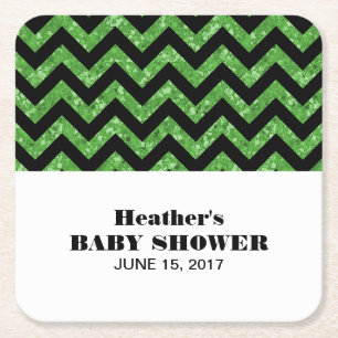 Groene Chevron Glitter Baby shower Onderzetters