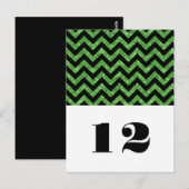 Groene Chevron Glitter Table Briefkaart (Voorkant / Achterkant)
