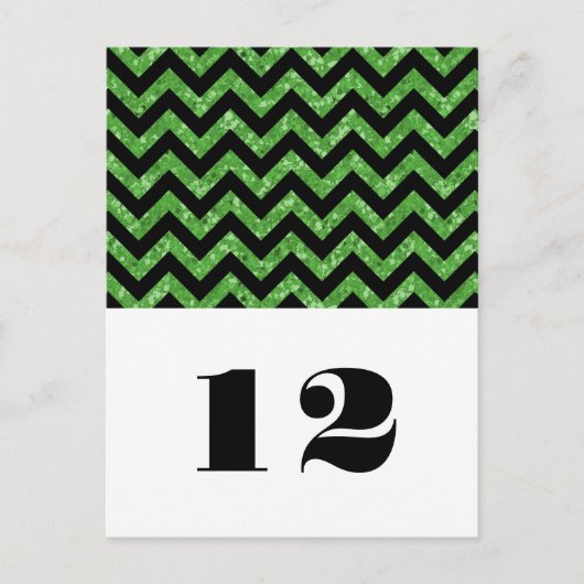 Groene Chevron Glitter Table Briefkaart (Voorkant)