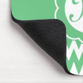 Groene Chevron Pattern & Monogram Flower Muismat (Hoek)