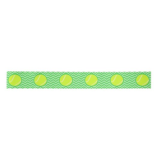 Groene Chevron Pattern Tennis Ball Party Ribbon Lint (Voorkant)