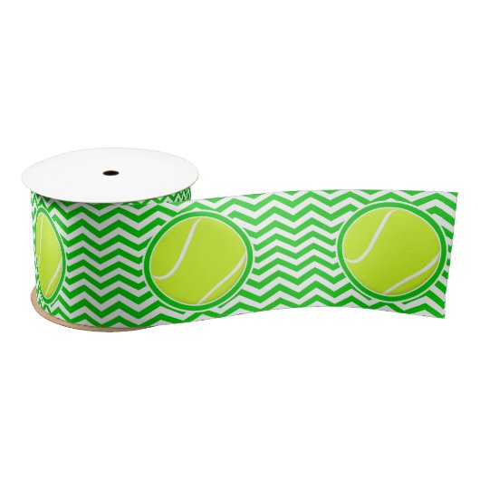 Groene Chevron Pattern Tennis Ball Party Ribbon Lint (Spoel)