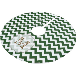 Groene Chevron Stripe Monogram Initiaal boomrok Kerstboom Rok