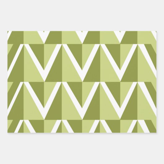 Groene Chevron Stripe Pattern Inpakpapier Vel (Voorkant 2)
