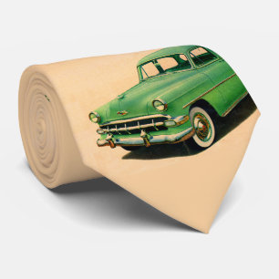groene Chevy print uit de jaren 50 Stropdas