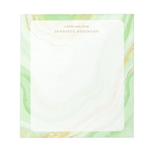 Groene Chic Glam Nep Glitter Marmer met naam Notitieblok