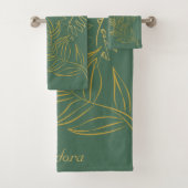 Groene Chic Gold Leaf-achtergrond Bad Handdoek (Insitu)
