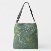 Groene Chic Gold Leaf-achtergrond Crossbody Tas (Achterkant)
