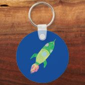 Groene Childish Ruimteraket Ster Sleutelhanger (Voorkant)