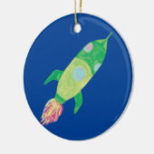 Groene Childish Space Rocket Keramisch Ornament (Links)