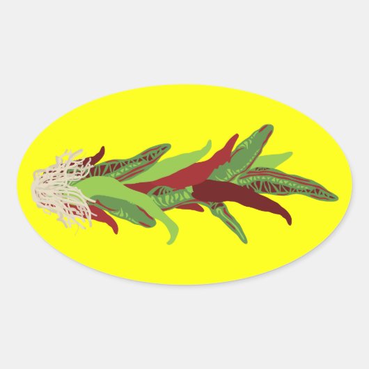 groene chili ovale sticker (Voorkant)