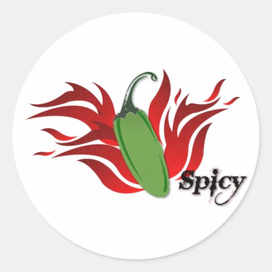 Groene Chili Pepper Design Ronde Sticker (Voorkant)