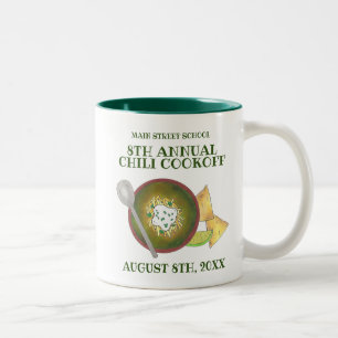 Groene Chili Verde Chili Cookoff Koken-off eten Tweekleurige Koffiemok